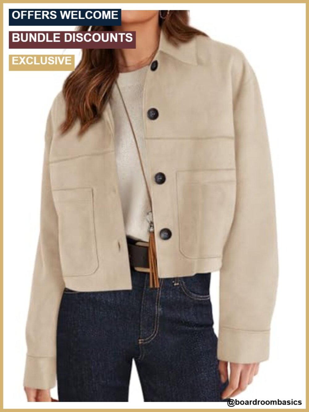 Faux Suede Shacket Lightweight Cropped Aviator Jacket